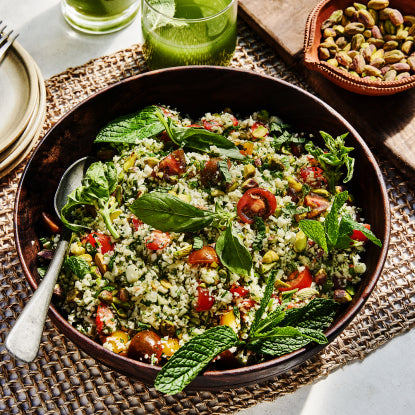 Green Cauliflower Rice with Tamari Lemon Dressing
