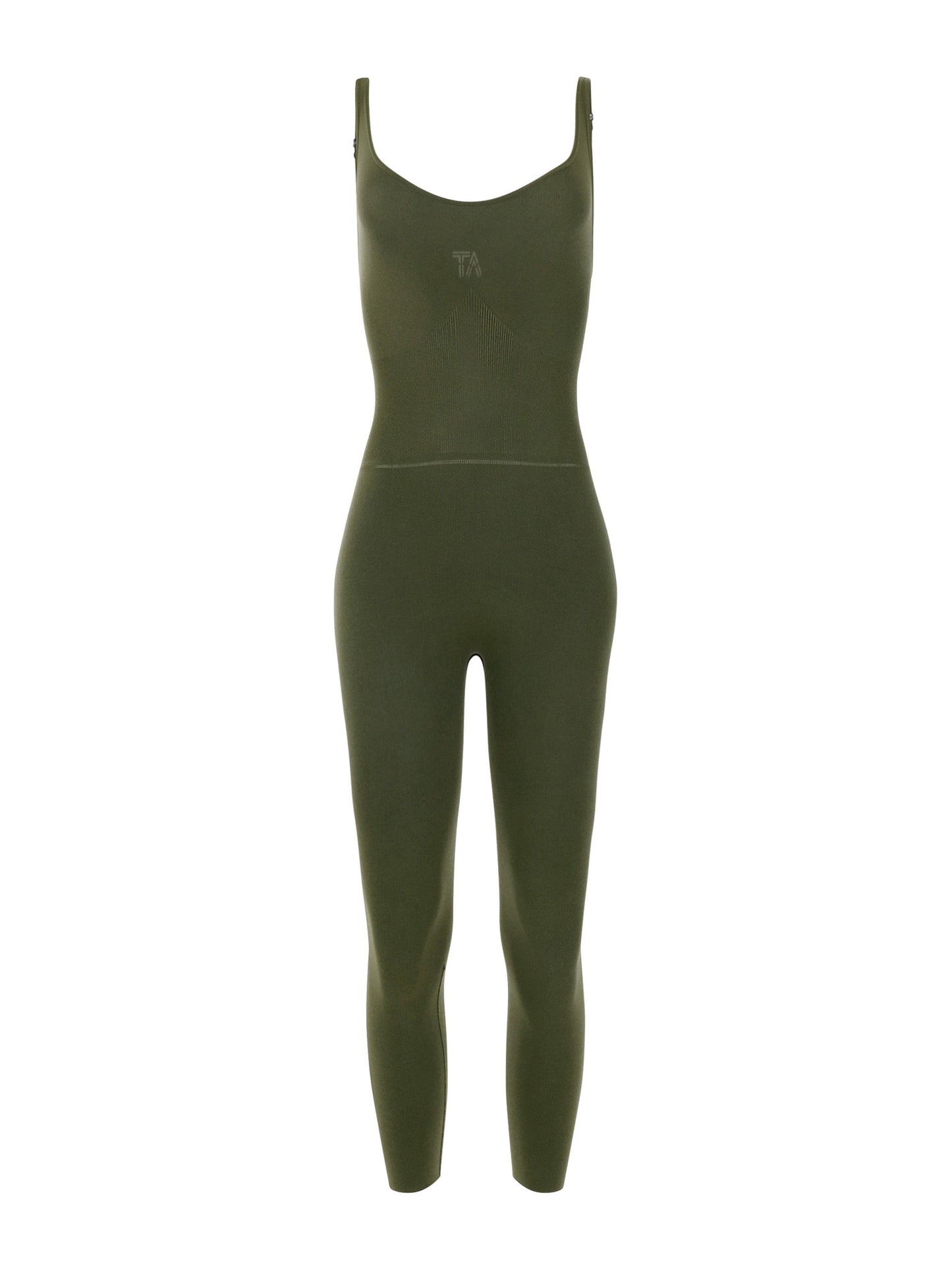 Seamless Compression Jumpsuit with Ribbed Waist in Black